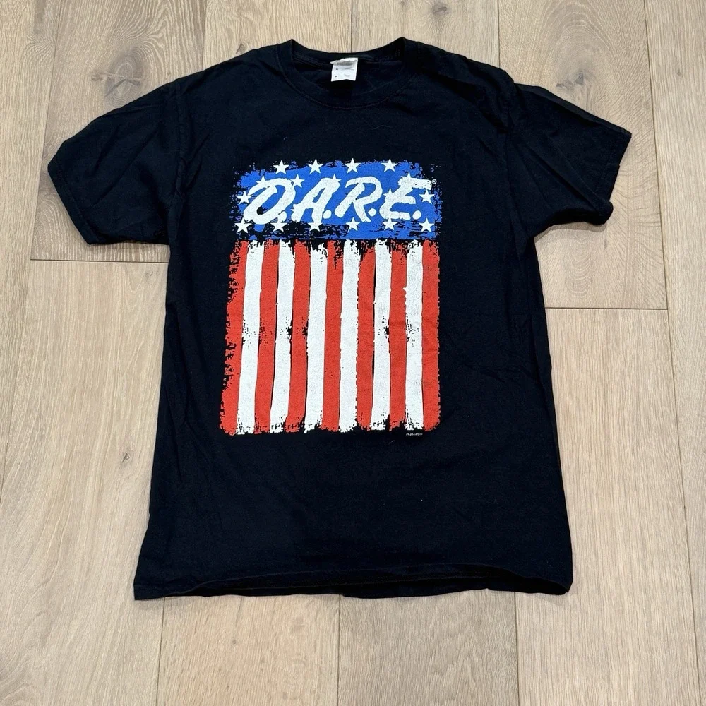 D.A.R.E Dare‎ American Flag T-Shirt Medium Black